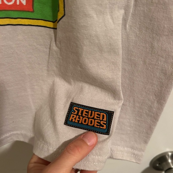 Steven Rhodes- Dont talk to strangers Graphic White Short Sleeve alien Tee - Picture 4 of 6